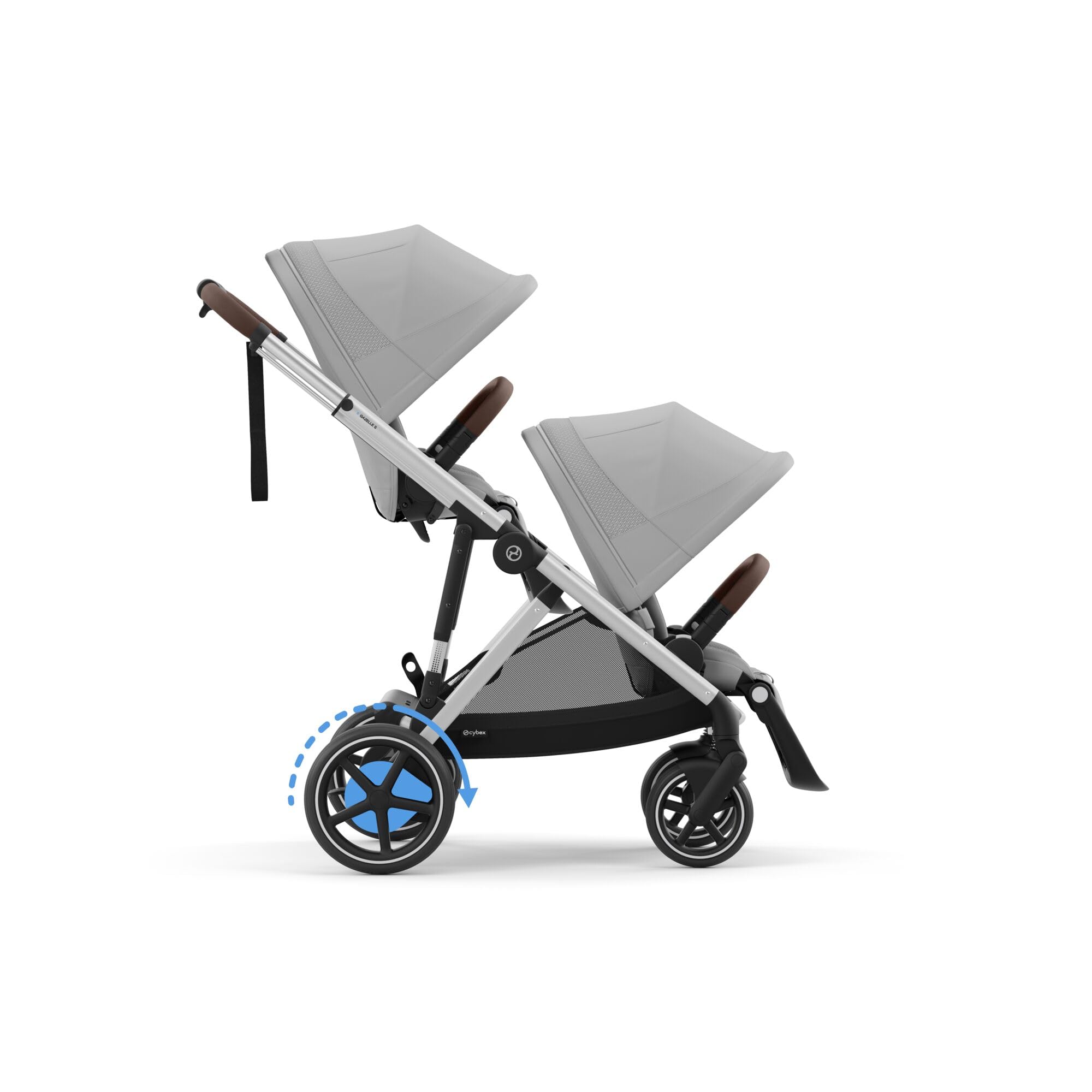 CYBEX Poussette Gold e-GAZELLE S, De la naissance à environ 4 ans, Max. 22 kg (mode simple) / 2x 22 kg (mode Duo), Système tout-en-1 avec propulsion électrique et 20+ configurations, Gris pierre