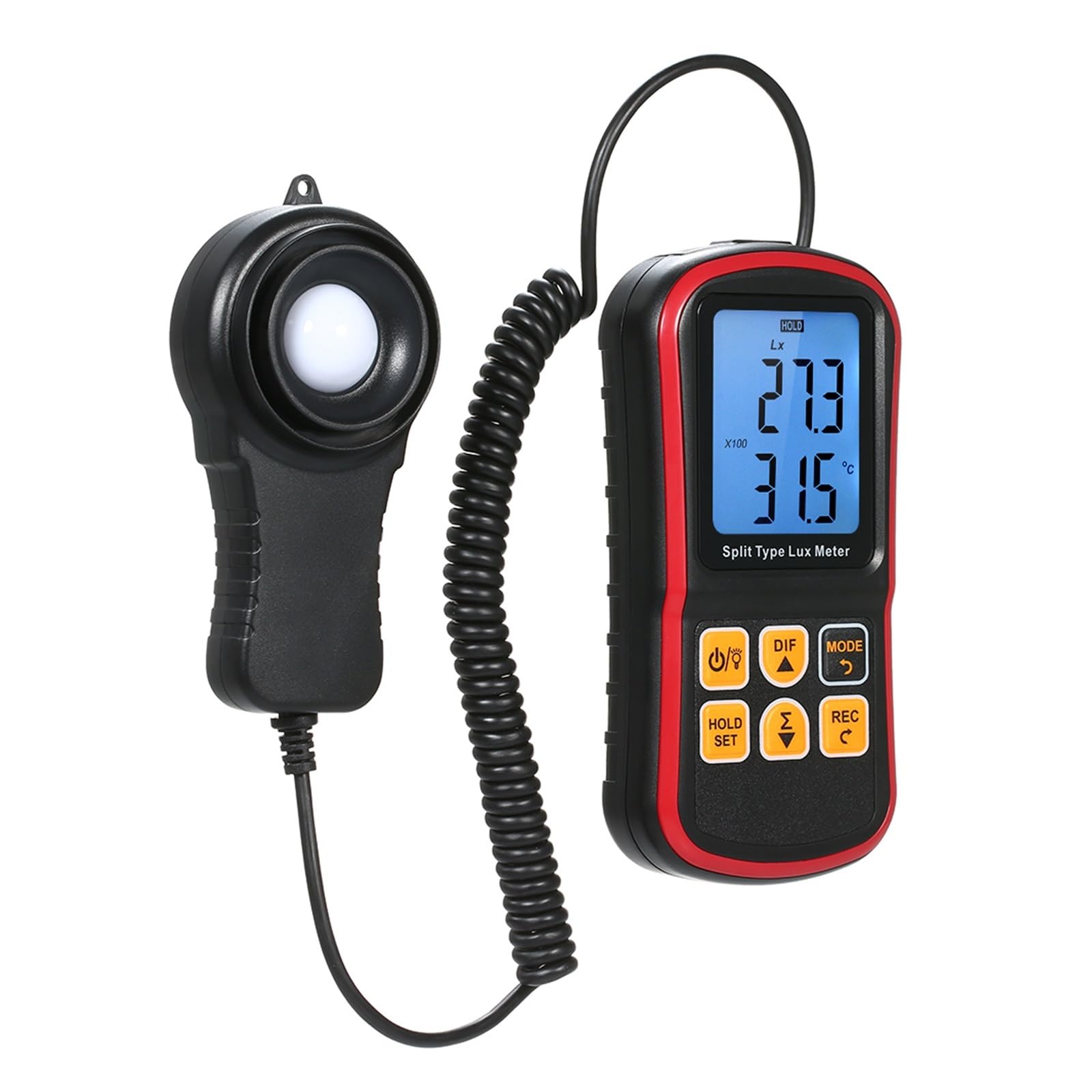 Luxmètre Numérique BT Photomètre Type Divisé LCD Illuminomètre Portable Compteur De Lumière Connexion Application Mobile Mode Maintien des Données Mesure Précise De La Lumière