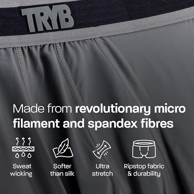 Image of TRYB Sports Underwear for Men | Stretchable Active-H Trunk Semi Compression Shorts | Trunks for Running & Gym Workout | Quick Dry, Breathable & Anti Chafing | Sports Innerwear Boxers