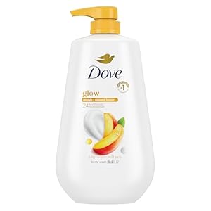 Dove Body Wash with Pump Glow Mango & Almond Butter For 24hr Lotion-Soft Skin Moisturizing Skin Cleanser with No Sulfates No Parabens 30.6 oz