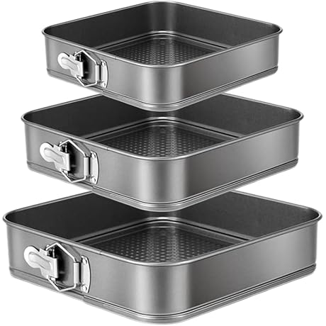 Springform Cake Pan Set of 3 Square Cake Pans for Baking