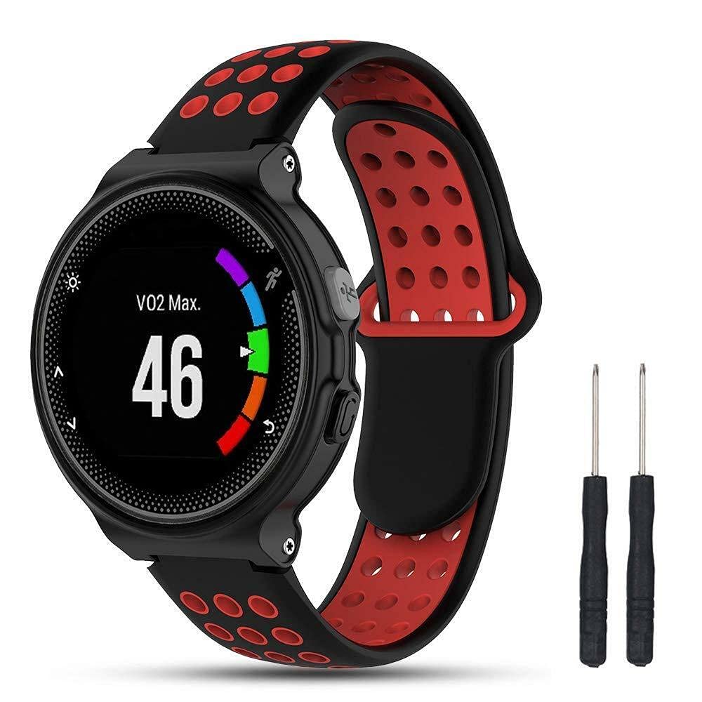 For Garmin Forerunner 220/230/235/630/620/735XT Silicone Sports Band Strap Strap Silicone Fitness Wrist Smart Watch Band Strap Breathable Garmin Approach S20 S5 S6 (Black/Red)