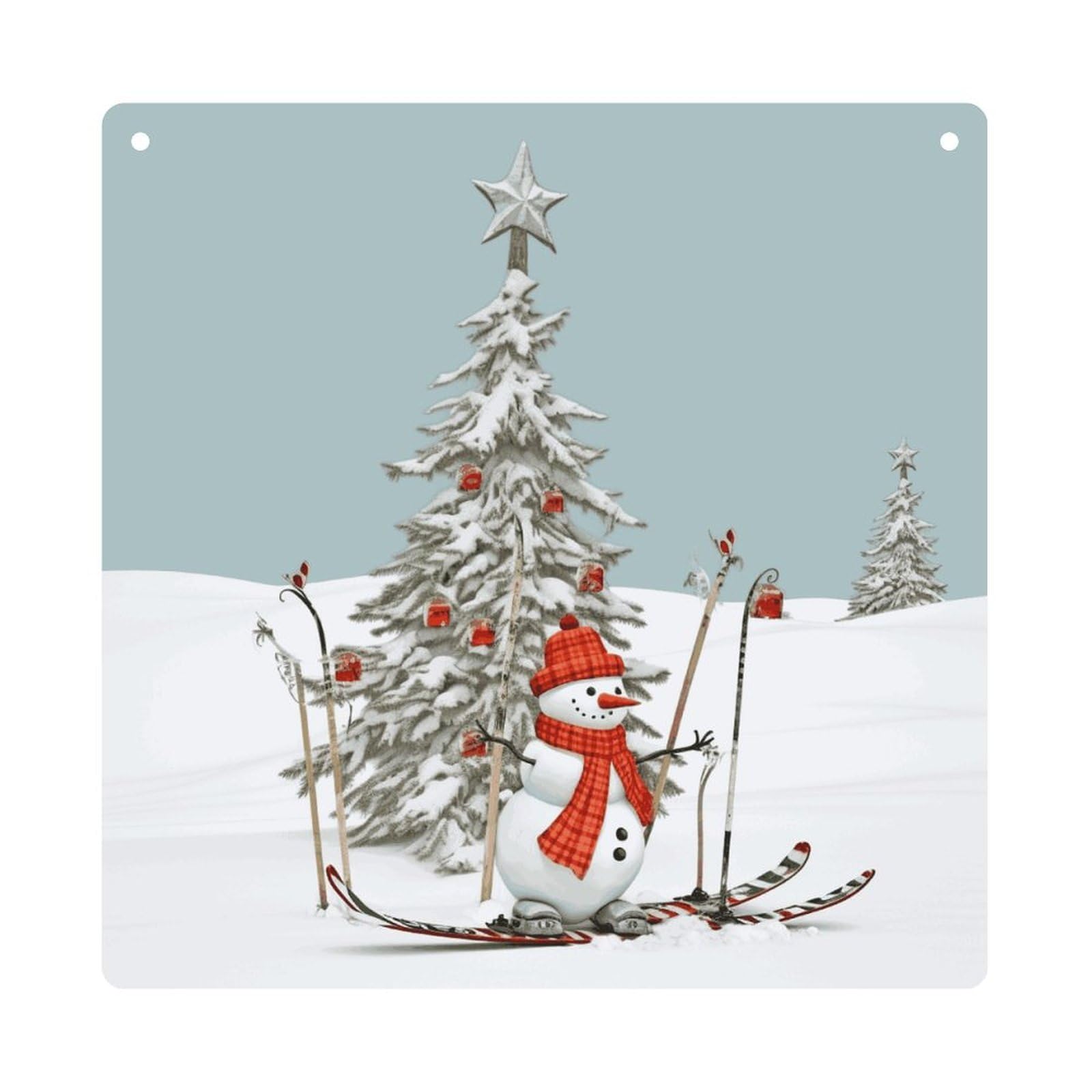 Adfgyerh Style Skiing Christmas Tree Hanging Ornaments Window Hanging Modern Acrylic Decor For Living Room Bedroom Dining Room Hallway Office Wall Decor, 8X8 In