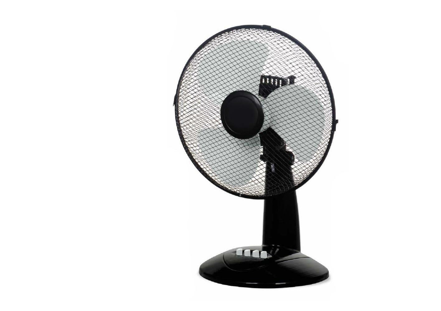 Ventilatore da Tavolo, 30 cm, 45W, 3 Velocità, Base Oscillante, Nero