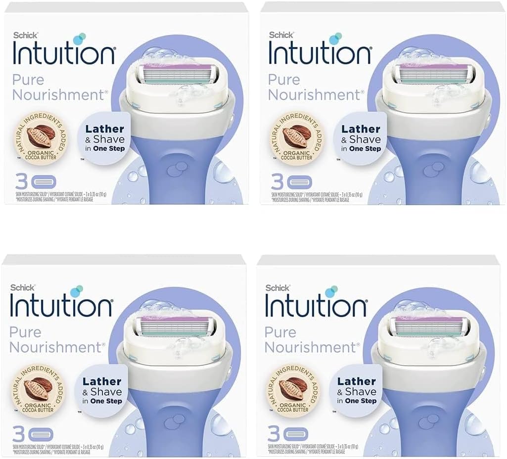Schick Intuition Pure Nourishment with Organic Cocoa Butter 12 Cartridge Women's Razor Refills