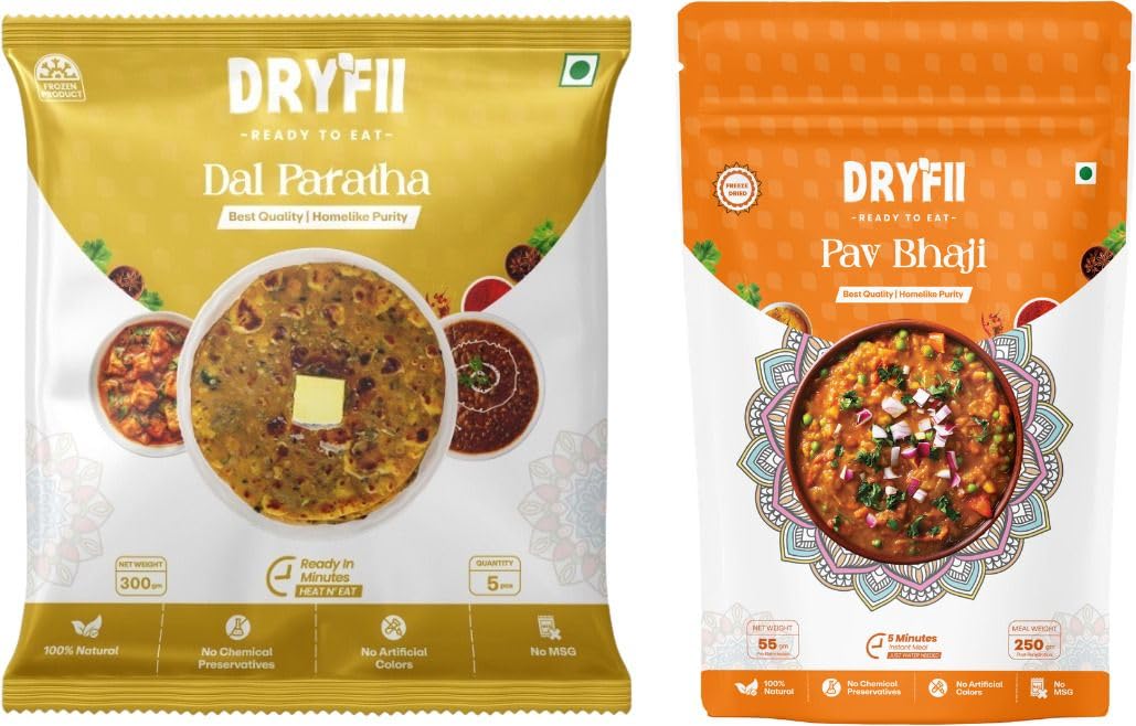 Dryfii Ready-to-Eat Dal Paratha (5 Pcs Parathas) with Pav Bhaji | Veg Combo Meal | Pure Vegetarian-image-34