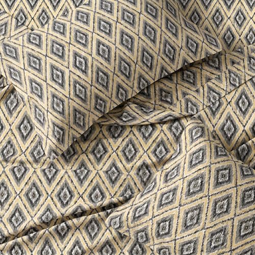 Image of LANE LINEN Symphony | 100% Cotton Sheet Set | Soft & Breathable Fabric | 3 Piece (1 Bedsheet + 2 Pillow Covers) | Double Bed Sheet Set - Obsidian Marquise
