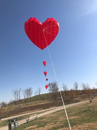 Miniatura 4 de TiffyDance Cometa en forma de corazón 3D súper grande de 47 pulgadas90 pulgadas para adultos, cometa inflable suave y enorme para adultos, deportes