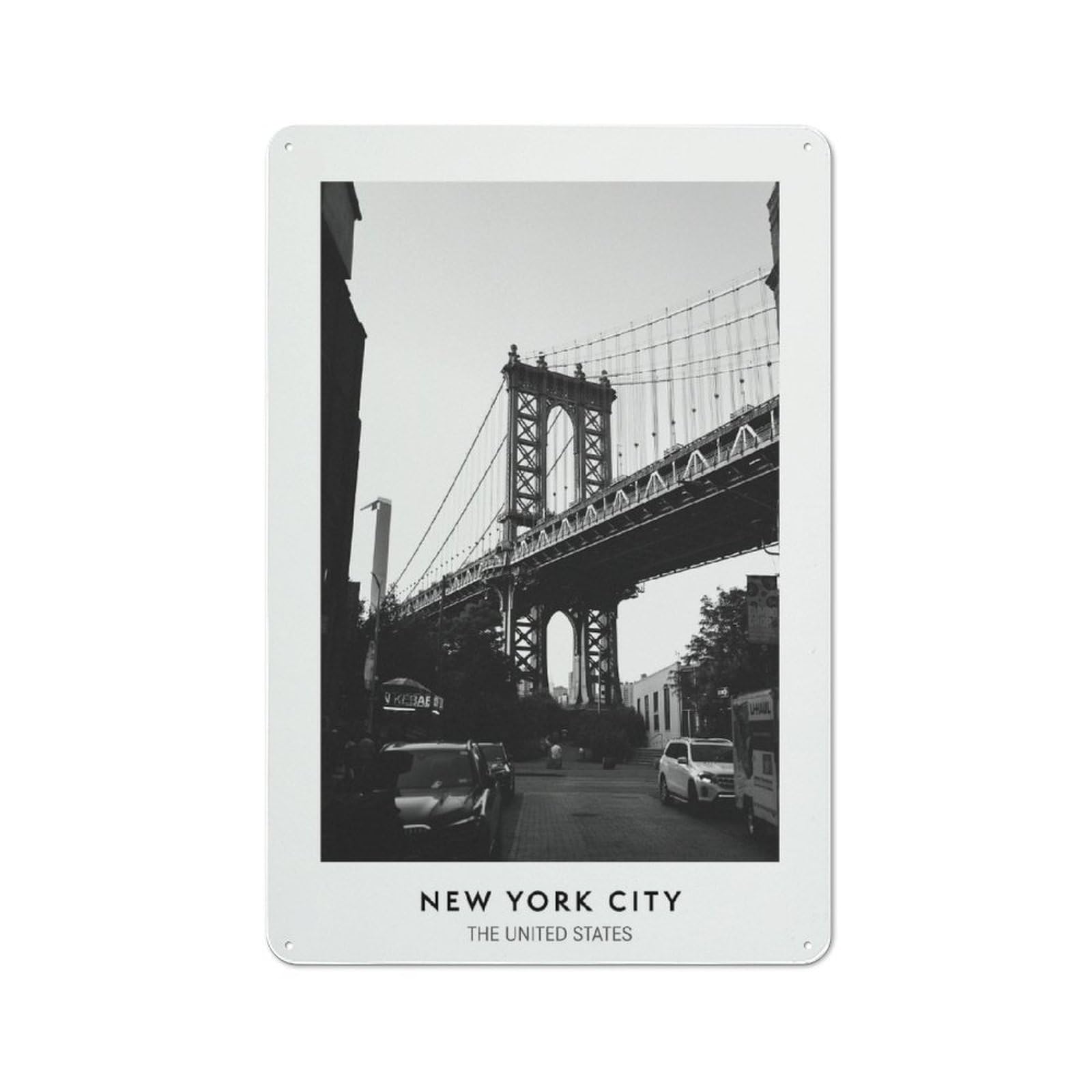 Junmoney Style Retro Tin Sign 30X20cm Featuring Manhattan Bridge Nyc For Workshop Wall, Gift For Makers And Diy Enthusiasts During The Christmas Season