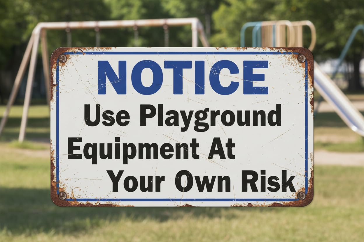 Notice Use Playground Equipment At Own Risk Metal Sign 12"x8" Vintage Signs Aluminum Plates Printed