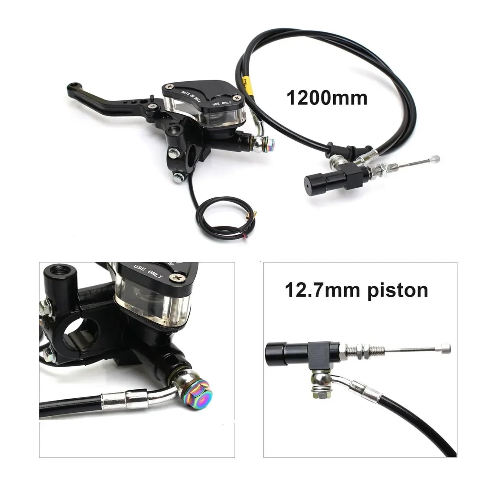 Kupplung Bremshebel 7/8-Zoll-Lenker Motorrad Hydraulische Kupplung Kit Bremse Master Zylinder Öl Schlauch Bremshebel Kit Kupplungshebel Motorrad(Yellow one Set)