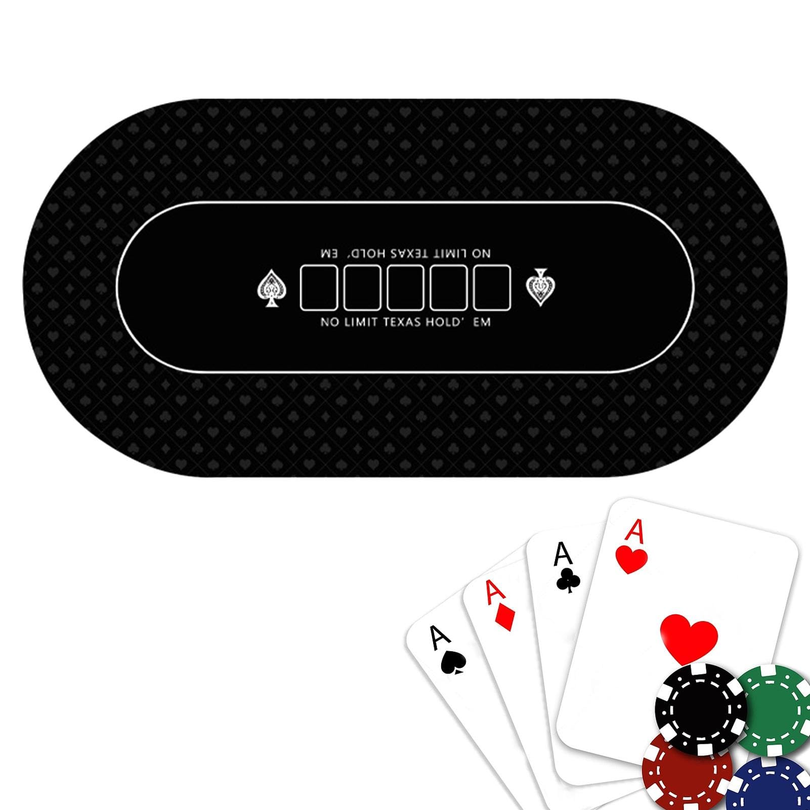 Nappe de Casino, Dessus de Table de Poker - Tapis de Poker Holdem 120x60cm,Couvertures de Table de Cartes antidérapantes, Tapis de Table de Poker pour Texas Holdem Poker, Jeux de Cartes