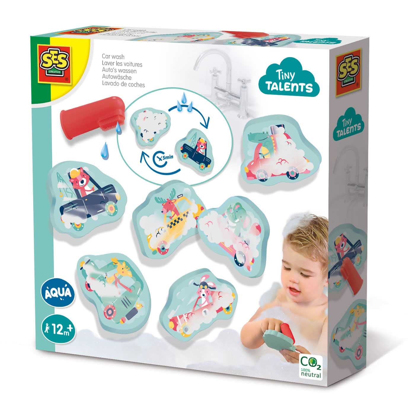 SES Creative - Tiny Talents Foam Car Set - Bath Toy