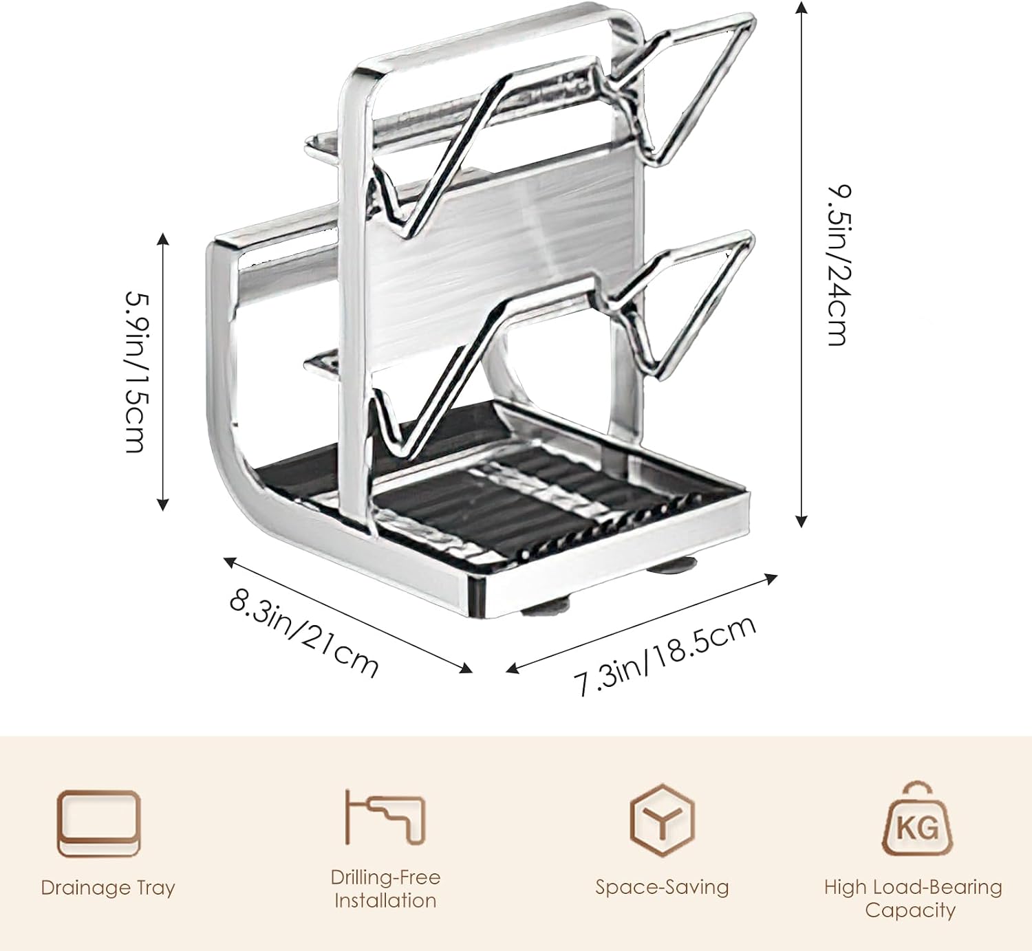 304 Stainless Steel Pot Lid Holder and Spoon Rest, Multifunctional Pot and Pan Organizer for Stove Top, Countertop, or Cabinet