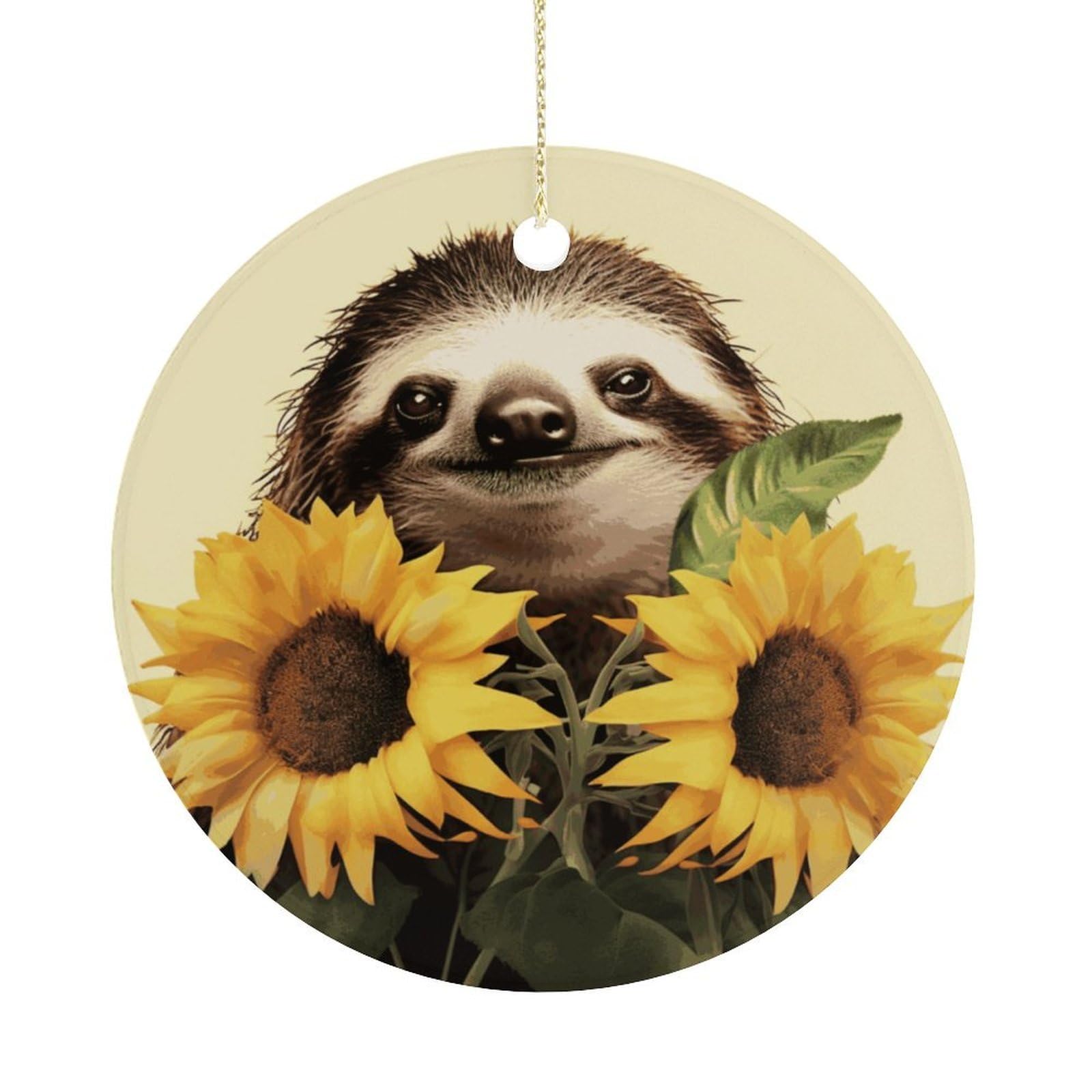 Adfgyerh Women's Style Sloth Sunflower Hanging Ceramic Ornaments, Christmas Tree Decorations, Funny Home Decor Gifts For Sisters & Work Best Friends