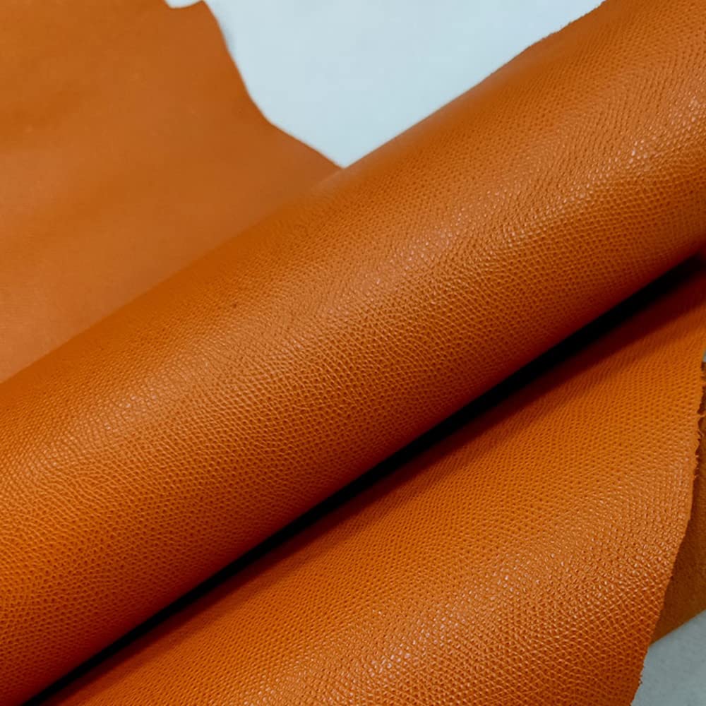 Foglio Pelle Di Mucca Arancione 1,2 Mm | Vera Pelle Full-grain Concia Al Cromo