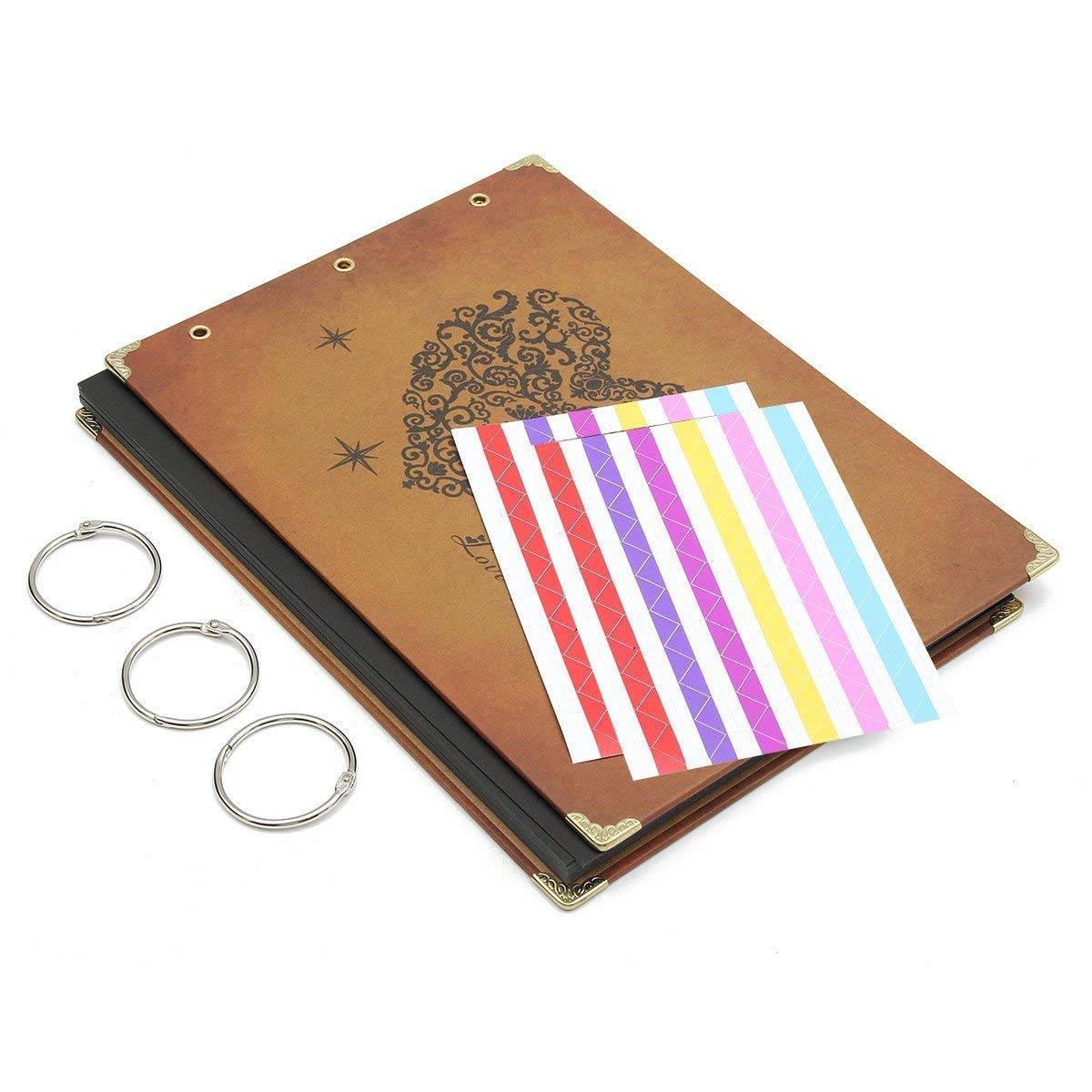 Album Foto,THXMADAM Vintage Scrapbooking Album Fotografico Guest Book Memory Book Retrò Libro degli Ospiti con 60 Pagine Nere per San Valentino Festa della Mamma Anniversario Compleanno Natale Regalo