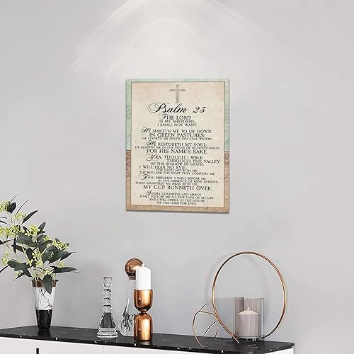 Miniatura 3 de Salmo cristiano 23 - Arte de pared con versículos bíblicos, decoración de casa de campo Jesús, pintura enmarcada para decoración del hogar,
