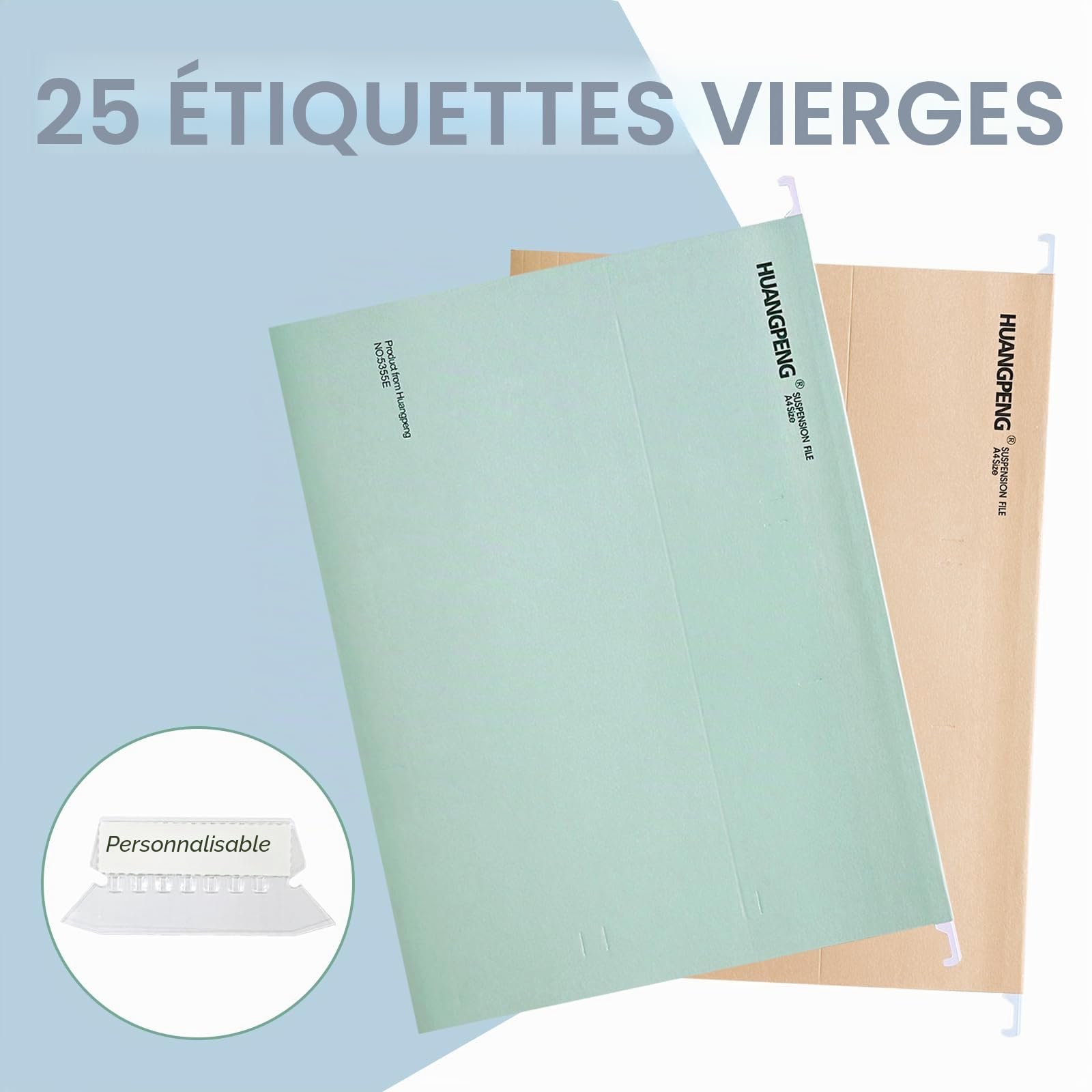 Lot de 25 Dossiers Suspendus A4, Morandi Couleurs Assorties | Dossiers Suspendus en Papier Renforcé, pour Classeur avec Onglets et Inserts