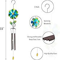 Vista 4 de Taman Campanas de Viento para Exteriores - Campana de Viento Giratoria Decorativa de 33" Memorial Simpática Regalo para Madre para Hogar, Exterior