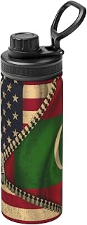 Usa American Flag And Maldives Maldivian Flag Stainless Steel Insulated Water Bottle: 18oz, Leak-Proof, Hot & Cold, Eco-Friendly