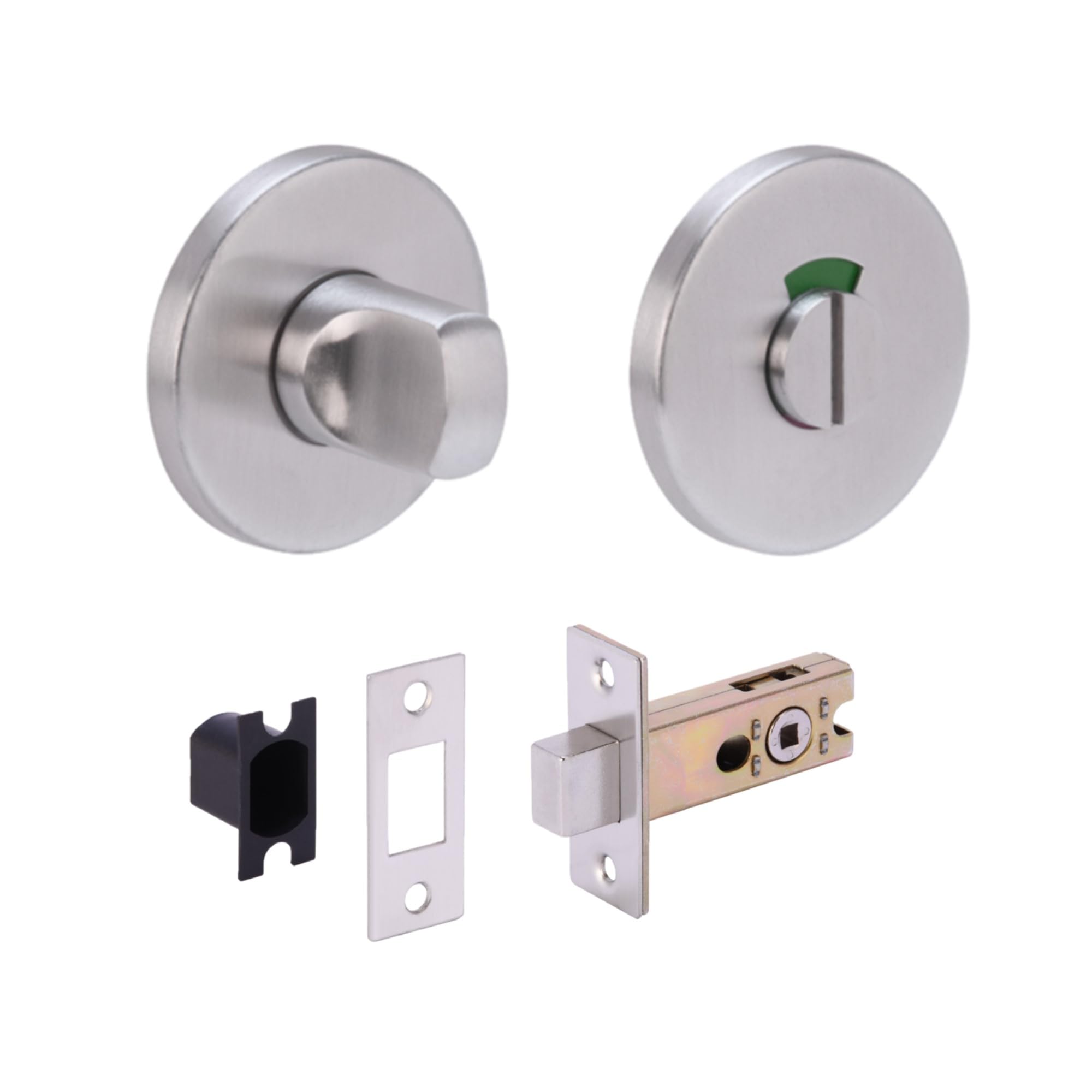 HANDLEZONE® SSS Bathroom Toilet Door Kit - Turn with Indicator Release - Satin Stainless Steel - 65mm Bolt with 45mm Backset