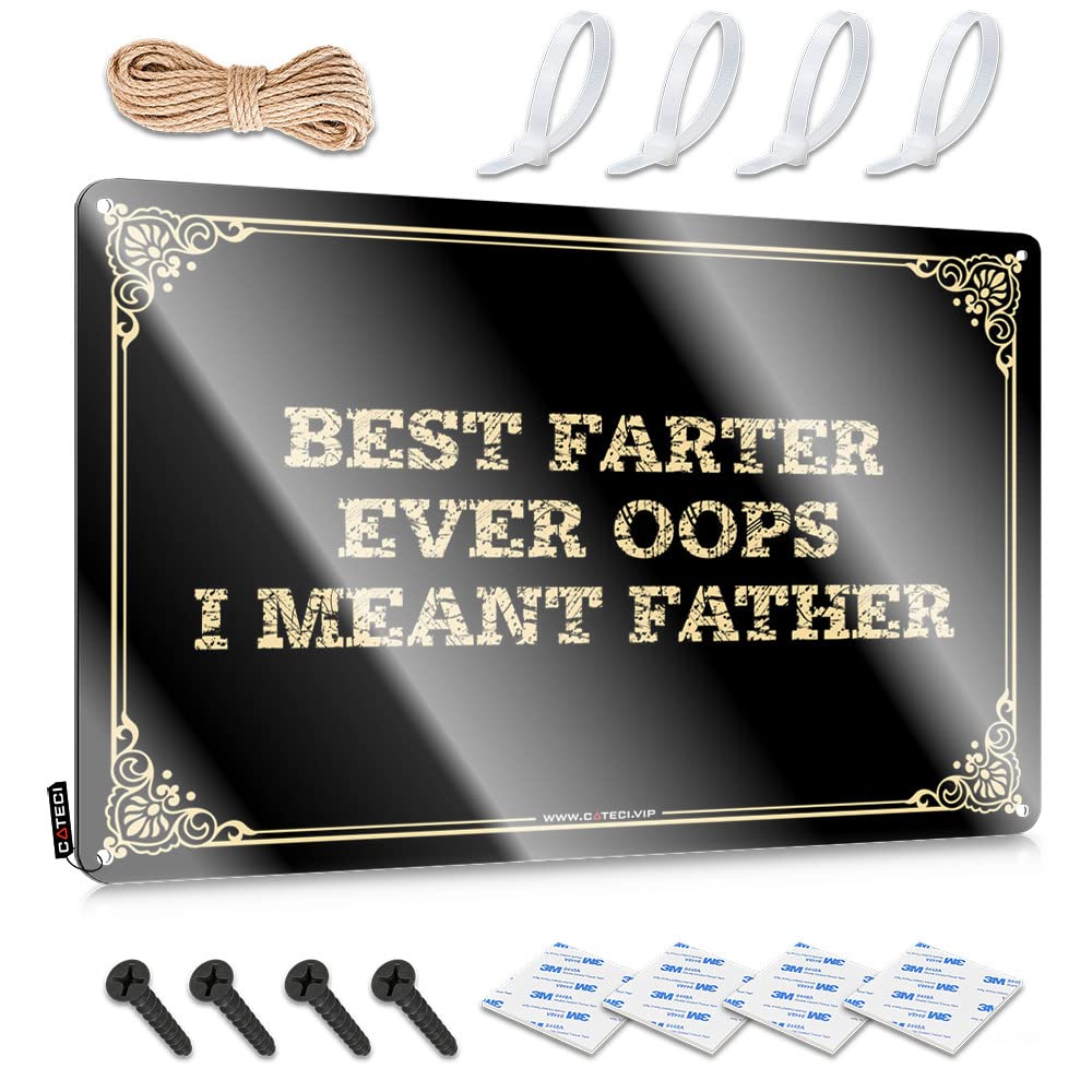Funny Saying Tin Signs Best Farter Ever Oops I Meant Father Tin Sign Man Cave Sign Decor Metal Tin Signs Funny(30X40CM)