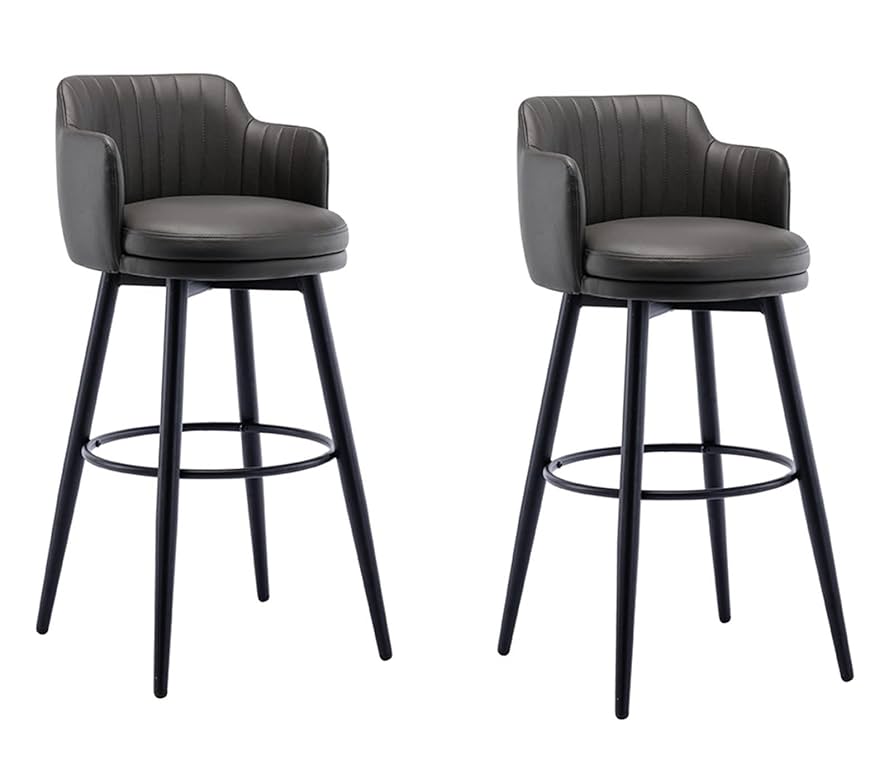 カウンターチェア黒 　背もたれ付き。 Amazon｜レザーカウンターハイトチェアバースツール2個セット