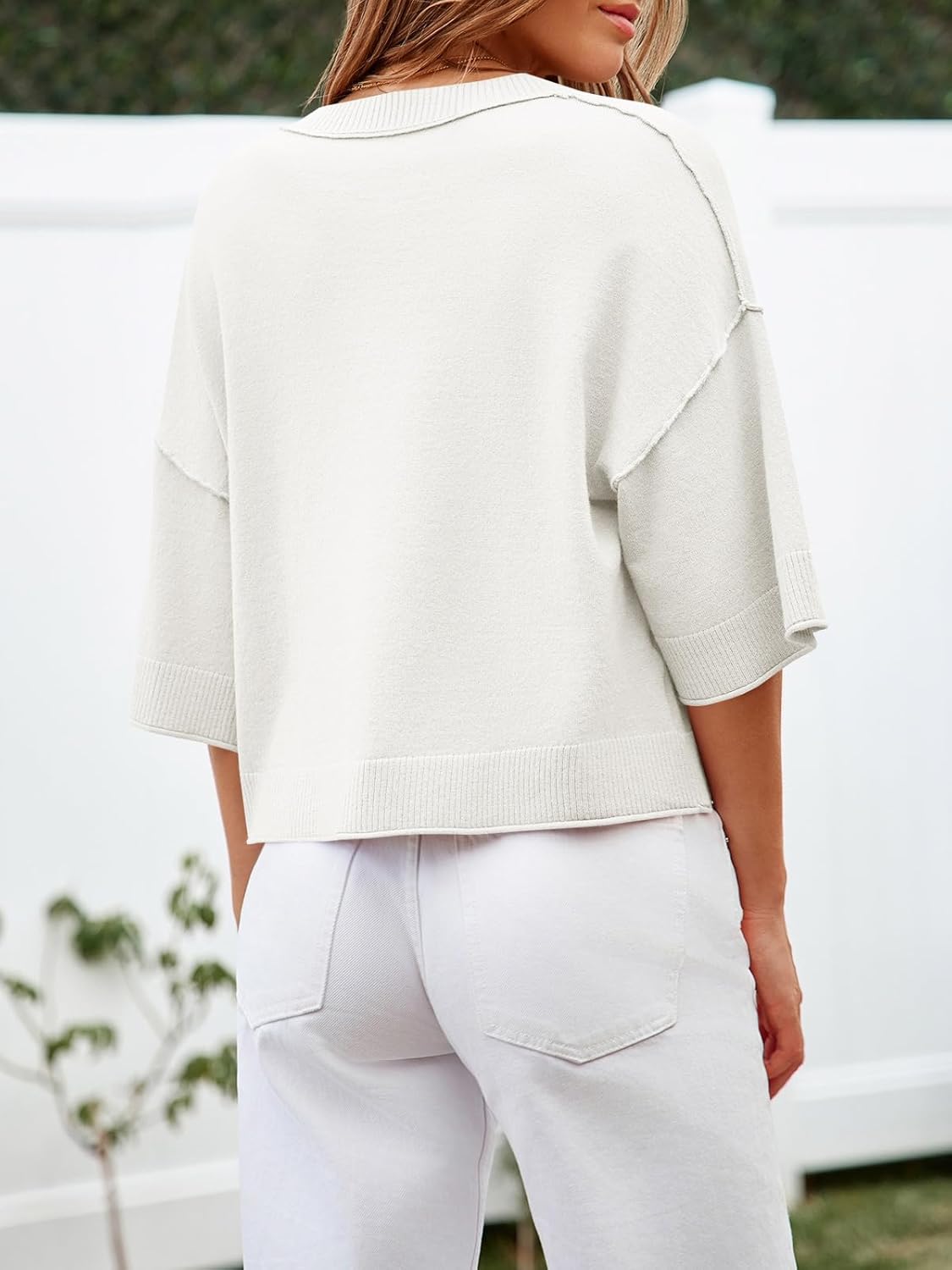 Cicy Bell Womens Half Sleeve Cardigan Sweaters Cropped Button Down Tops Oversized Lightweight Ribbed Knit Summer Outfits - Image 4