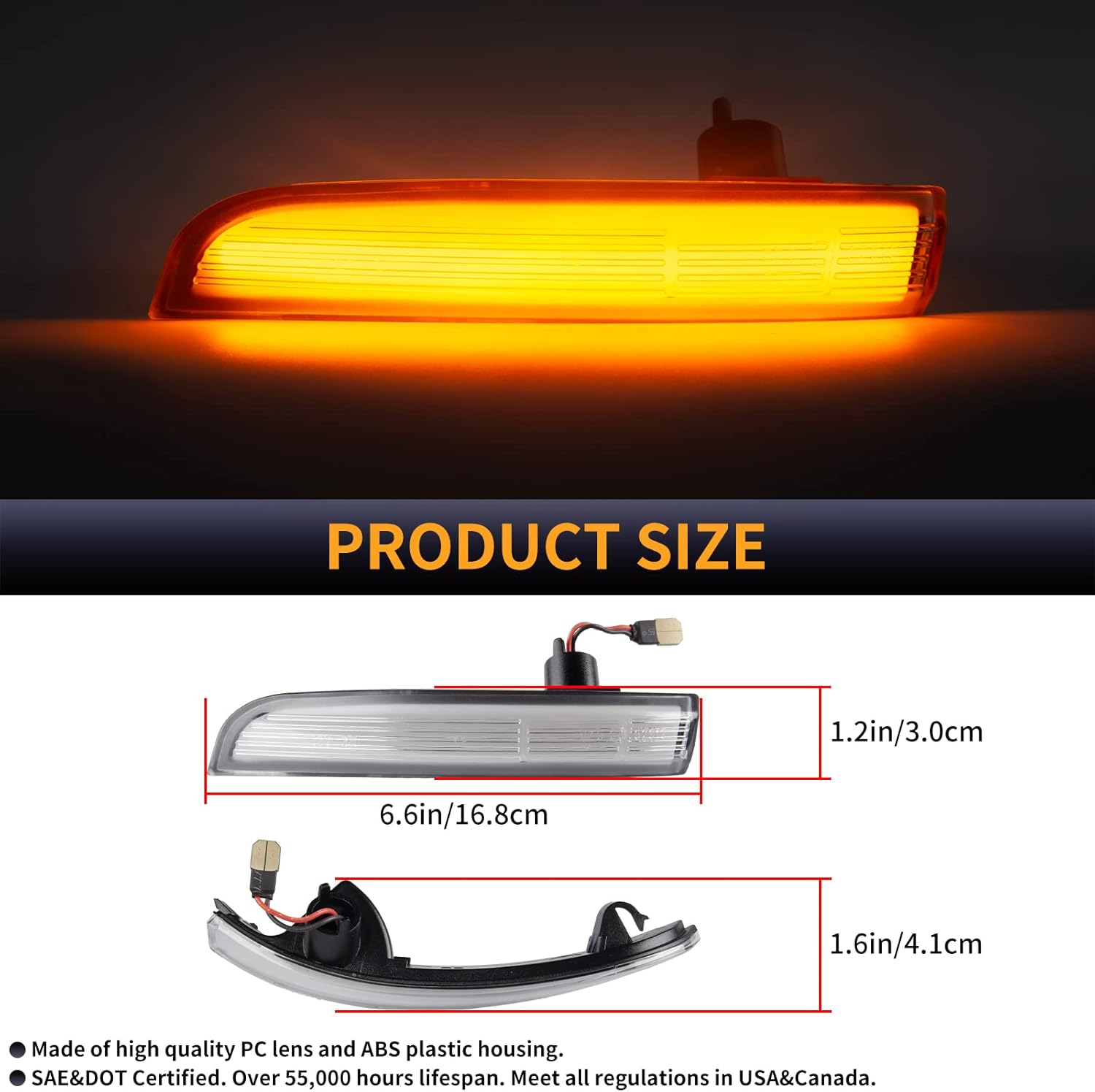Gempro LED Side Mirror Turn Signal Light Sequential Amber Mirror Lamps for 2013-2018 Ford Escape Ecosport, 2012-2018 Focus ST SE RS, C-Max 2013-2017 (Clear Len)