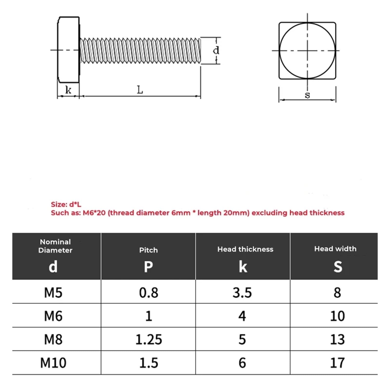 bulloni a testa quadrata, 1~10 pezzi M4 M5 M6 M8 M10 M12 304 A2 Viti a testa quadrata in acciaio inossidabile Bullone for macchina a testa quadrata(100mm,M12 1pcs)