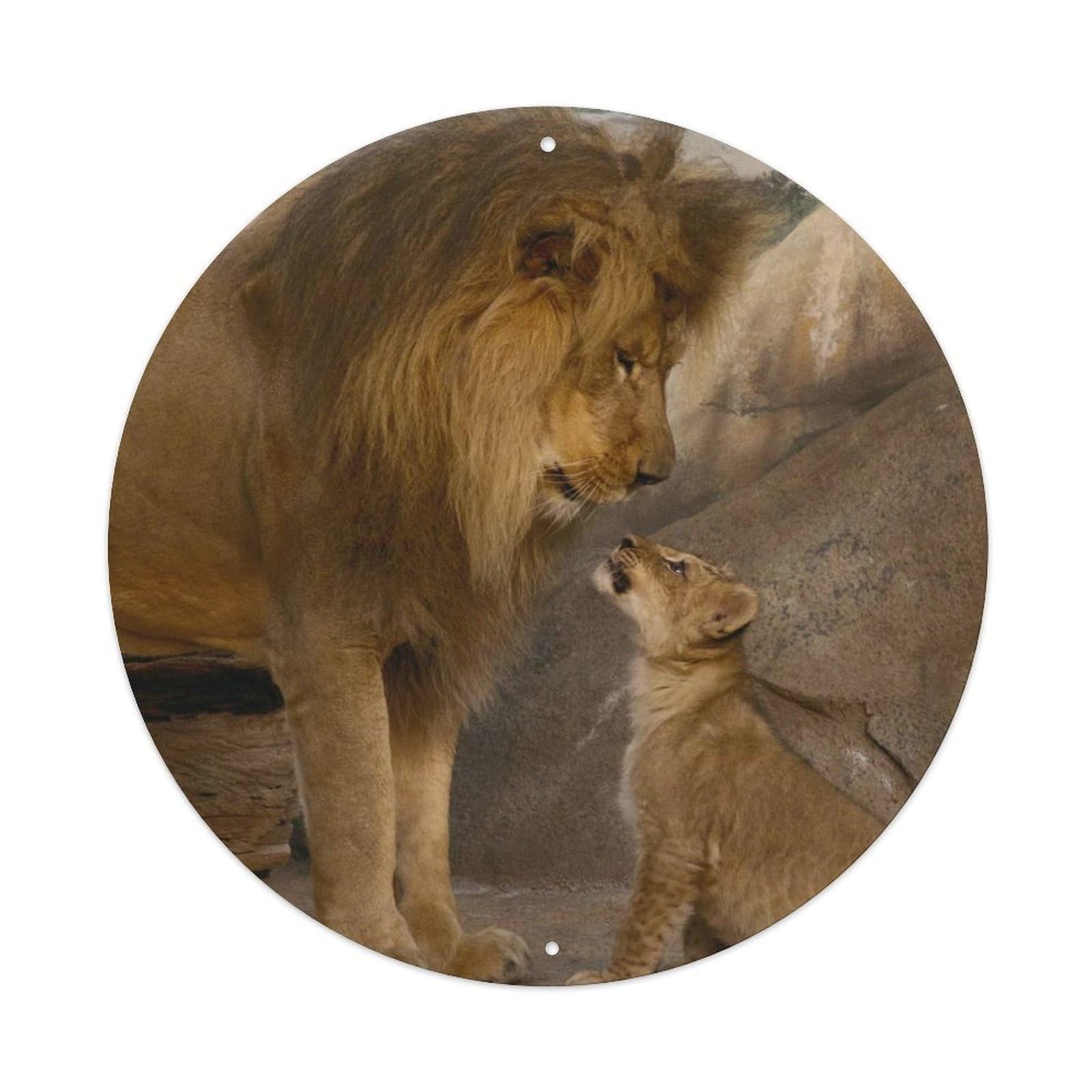Lion Father Cub Wildlife Savanna Vintage Metal Tin Sign
