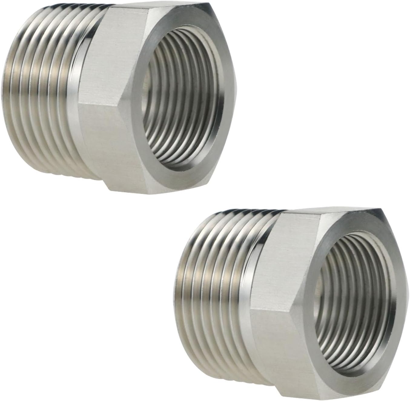 Angry Pony 304 Stainless Steel Reducer Hex Bushing Pipe Fitting,1/2 Male to 1/4 Female Adapter, 1/2 to 1/4 NPT Reducer, 300 PSI, 4 Pack