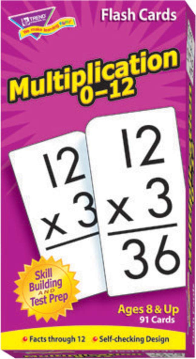 Trend Enterprises Skill Drill 91-Piece 7.5 x 15 cm Multiplication 0 to 12 Flash Cards, White