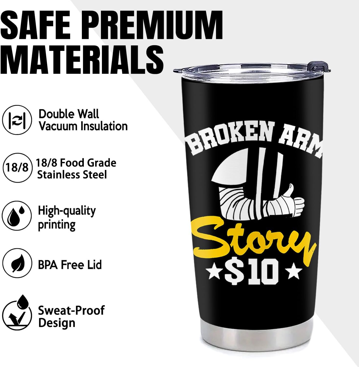Broken Arm Gifts for Kids - Broken Arm Stainless Steel Vacuum Insulated Tumbler 20 Oz - Image 5