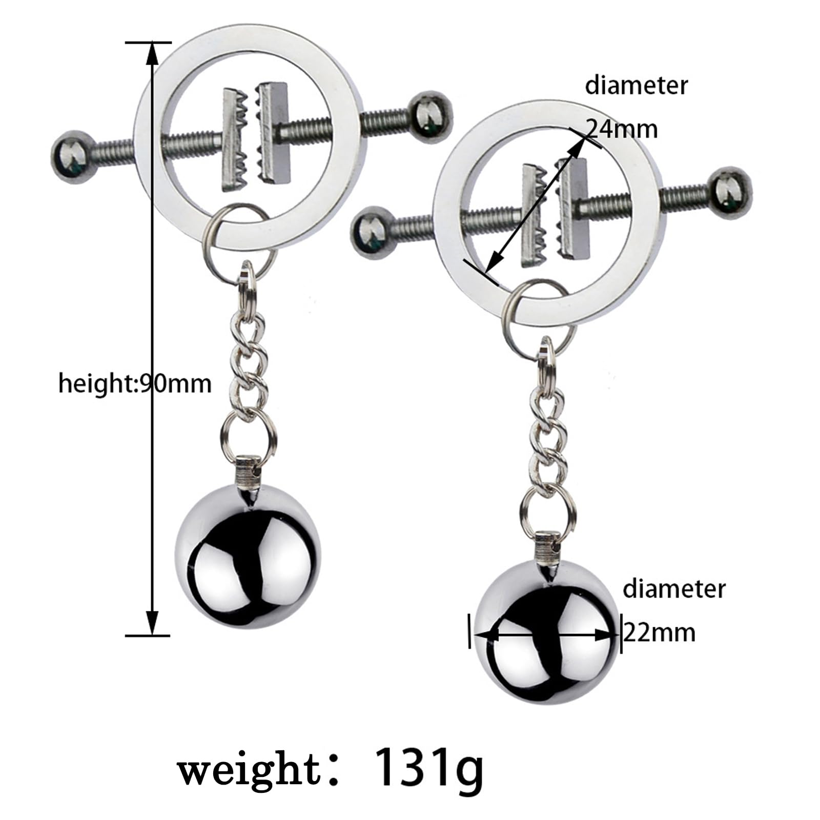 BDSMLOVE Juego de pinzas y estimulador de pezones con bolas de acero con peso, juguetes BDSM, juguetes sexuales eróticos de esclavitud extrema para mujeres y hombres (B)