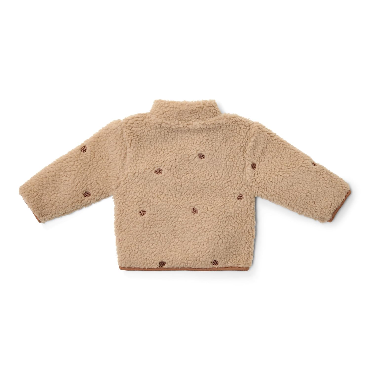 Little Dutch Teddyjacke Winterjacke Teddy Jacke mit gestickten Tannenzapfen - für Baby Jungen - mit Reißverschluss - Forest Friends - taupe (Gr. 74)