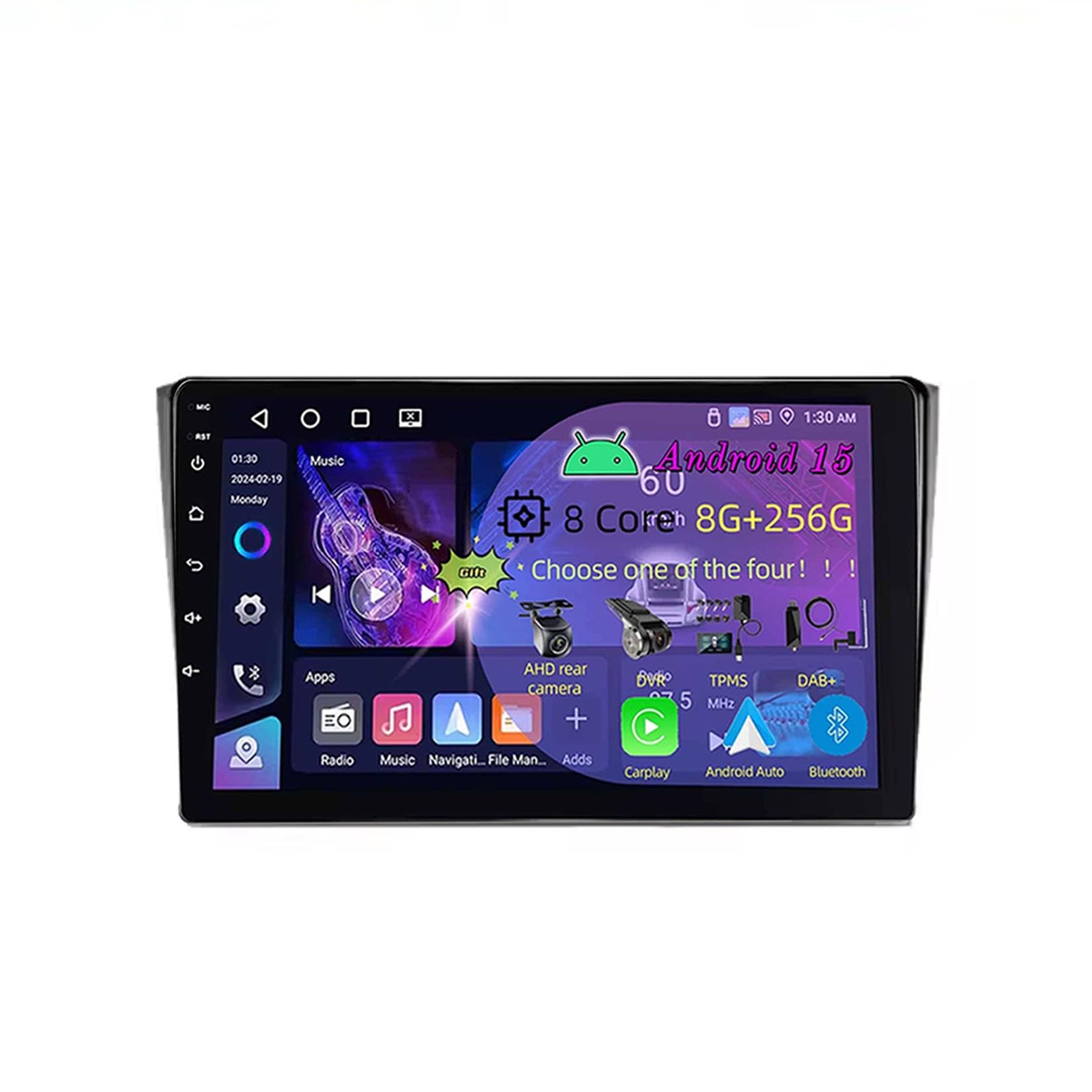 2-calowy, dwudinowy samochodowy system stereo z Androidem 15 do Mazdy CX9 2006-2016 z kamerą cofania Car Play, sterowaniem z kierownicy, Bluetooth, GPS, radiem FM i Wi-Fi (C4 8+256 GB)