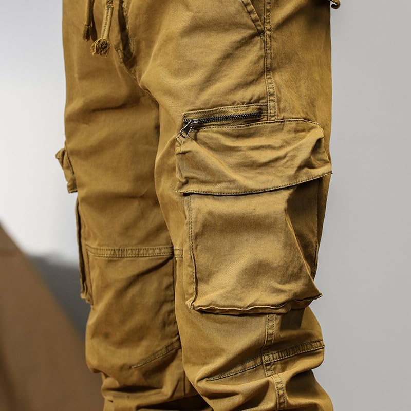 G-STONE Casual Cargo Pants for Men Relaxed Fit Multiple Pockets Drawstring Lightweight Wear Resistant Elastic Waist Pant4