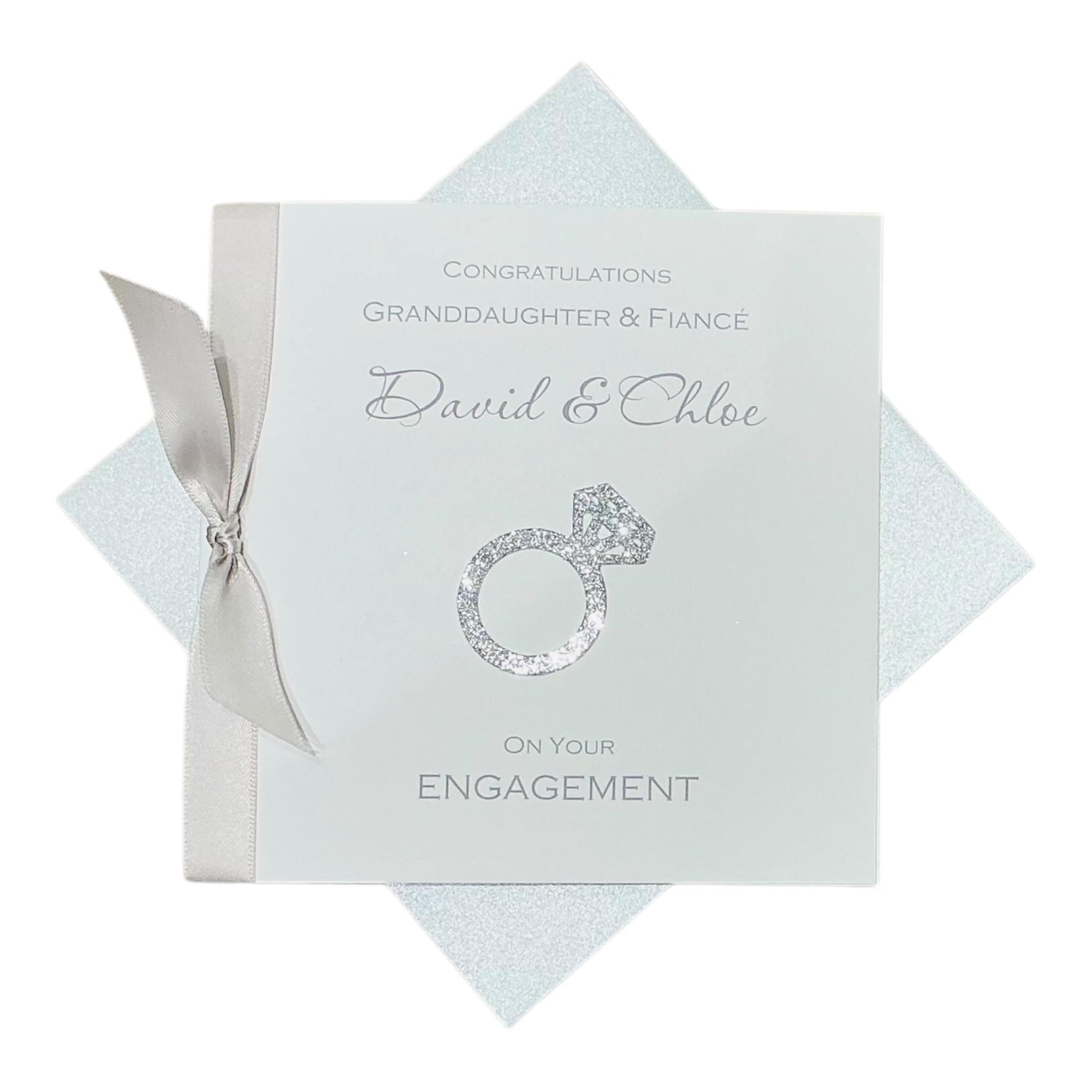Granddaughter & Fiancé Engagement Card Greeting Card, Personalised Gift for Granddaughter & Fiancé Congratulations - Various Designs (Engagement Ring Granddaughter & Fiancé)