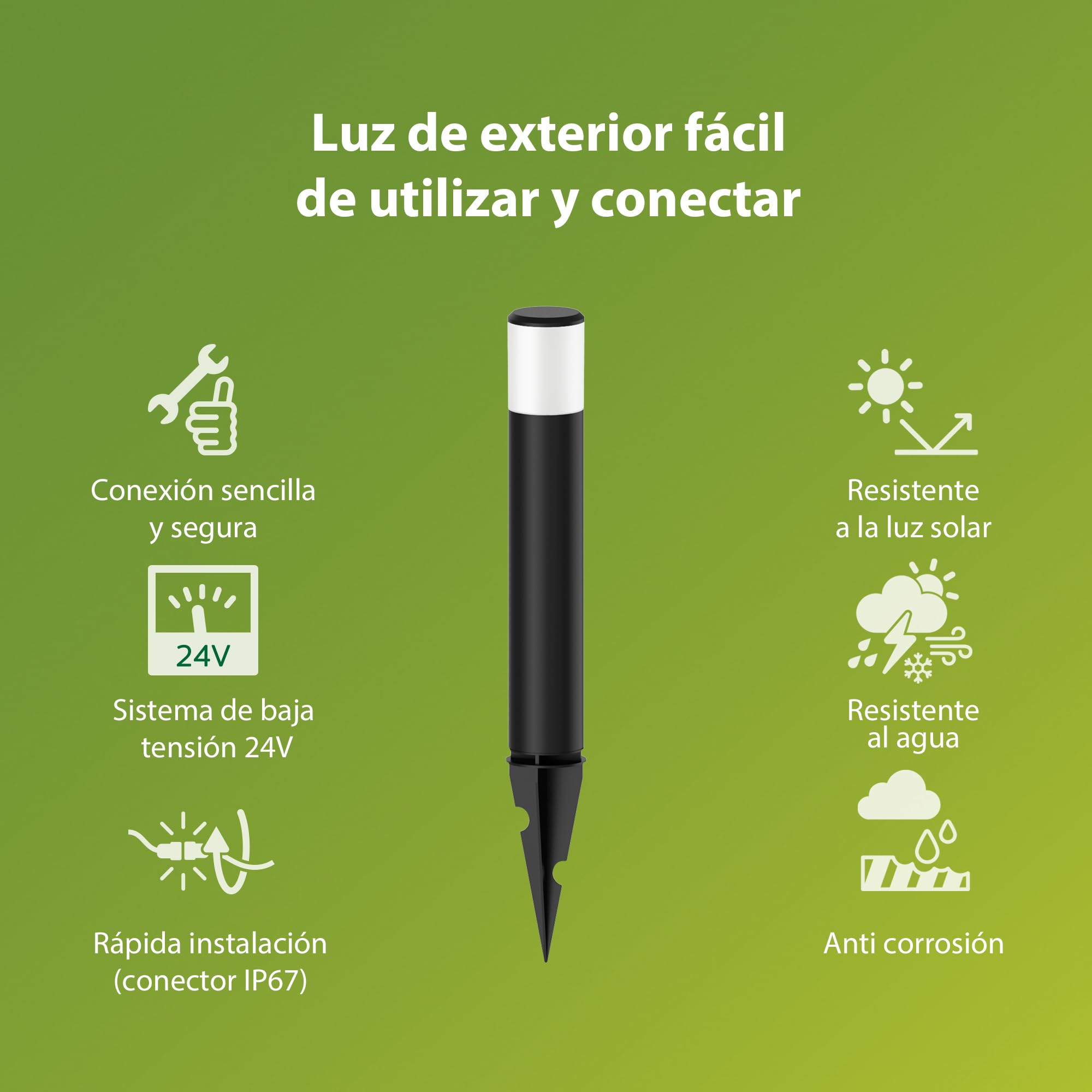 Philips Lighting: Set Luces Led Exterior Iluminación de Camino Purex GardenLink, bajo voltaje, 3x1.5W, negro, 24V, resistente al agua IP67