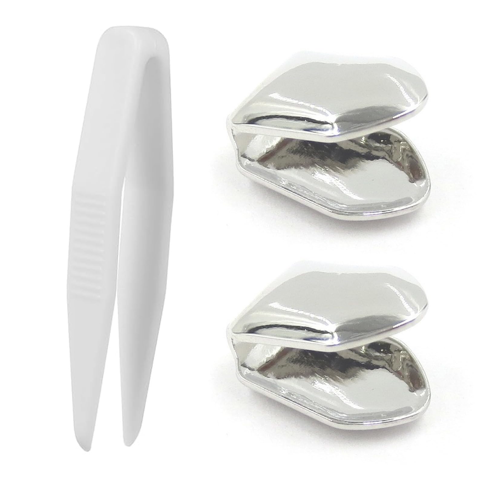 2 Pcs Silver Gold Tooth Cap, Mouth Grills for Teeth, Fake Braces, False Teeth Joke, Stylish Grillz for Tooth, Hip Hop Party Accessories,Cosplay and Costume Events