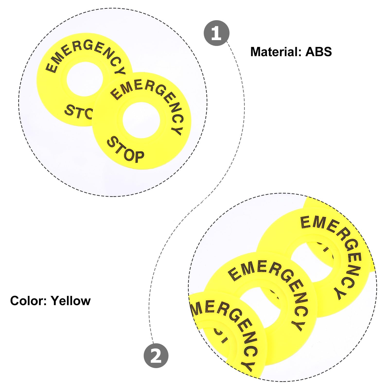 Operitacx Anillo Color Llamativo Redondo Amarillo de Empuje de Emergencia 10 Piezas PVC