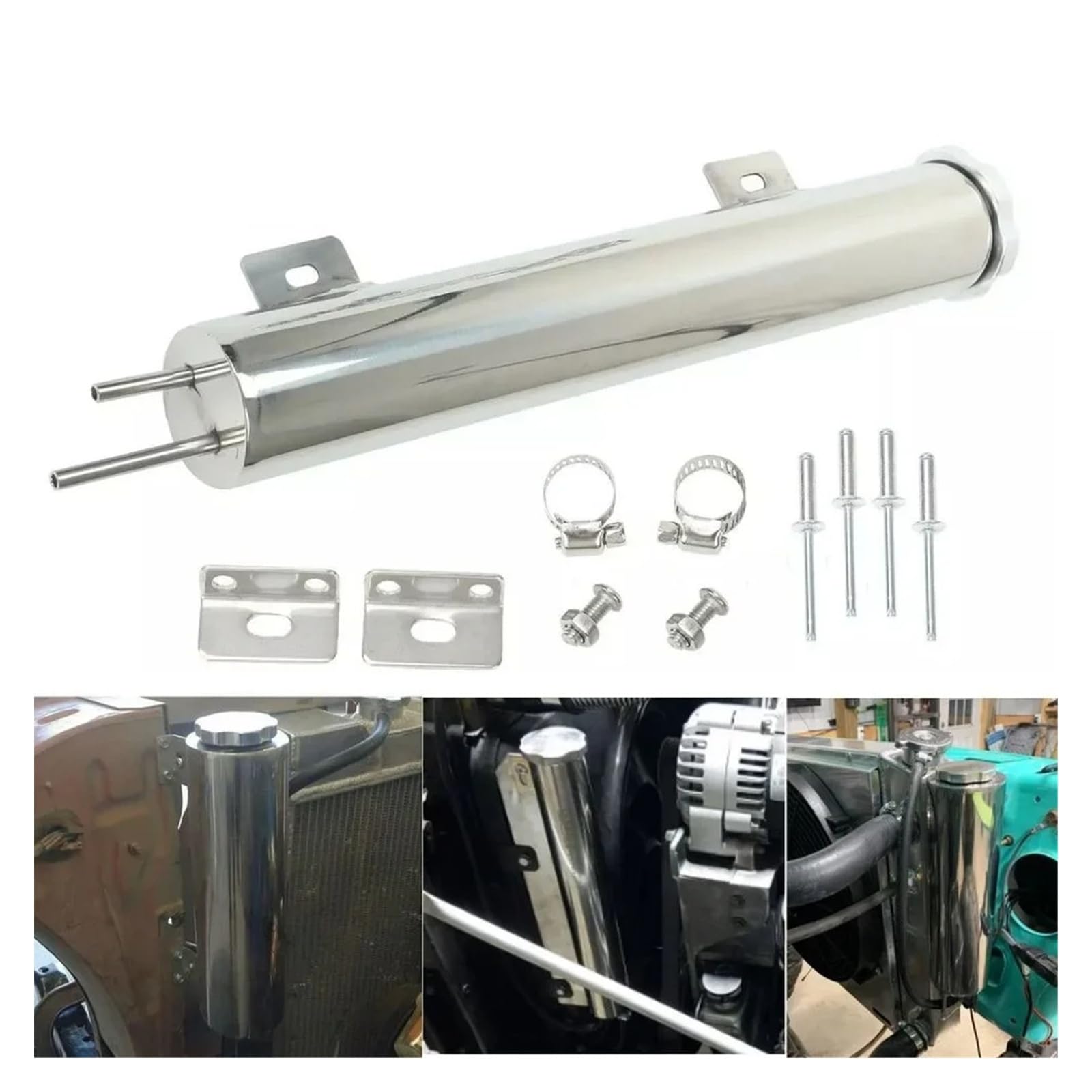 Accessoires Refroidissement Radiateur Modification Voiture 20OZ Réservoir Débordement Liquide EAcier Inoxydable Poli 2 "x 13" Vase De Liquide De Refroidissement
