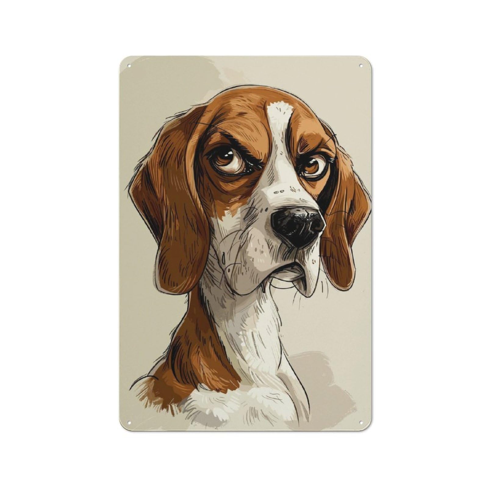 Junmoney Beagle Caricature Metal Plaque 30X20cm With For Hallway Wall, Rustic Decor, For Garage, Workshop And Man Cave Decoration