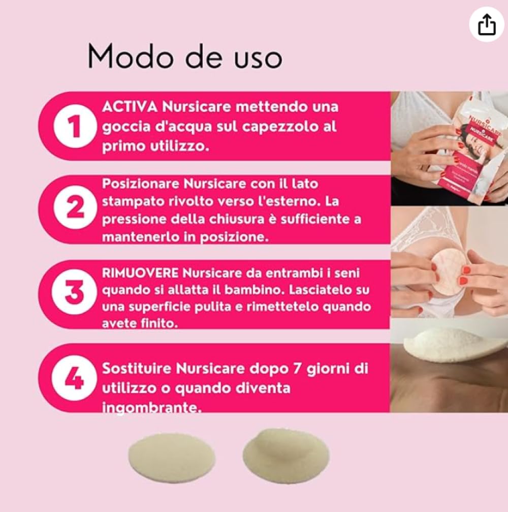 Medicazioni per Capezzoli in Allattamento – Paracapezzoli per Alleviare Dolore e Ragadi – Dispositivo Polimerico Riutilizzabile – Protezione Seno e Copricapezzoli – 6 Pezzi Nursicare