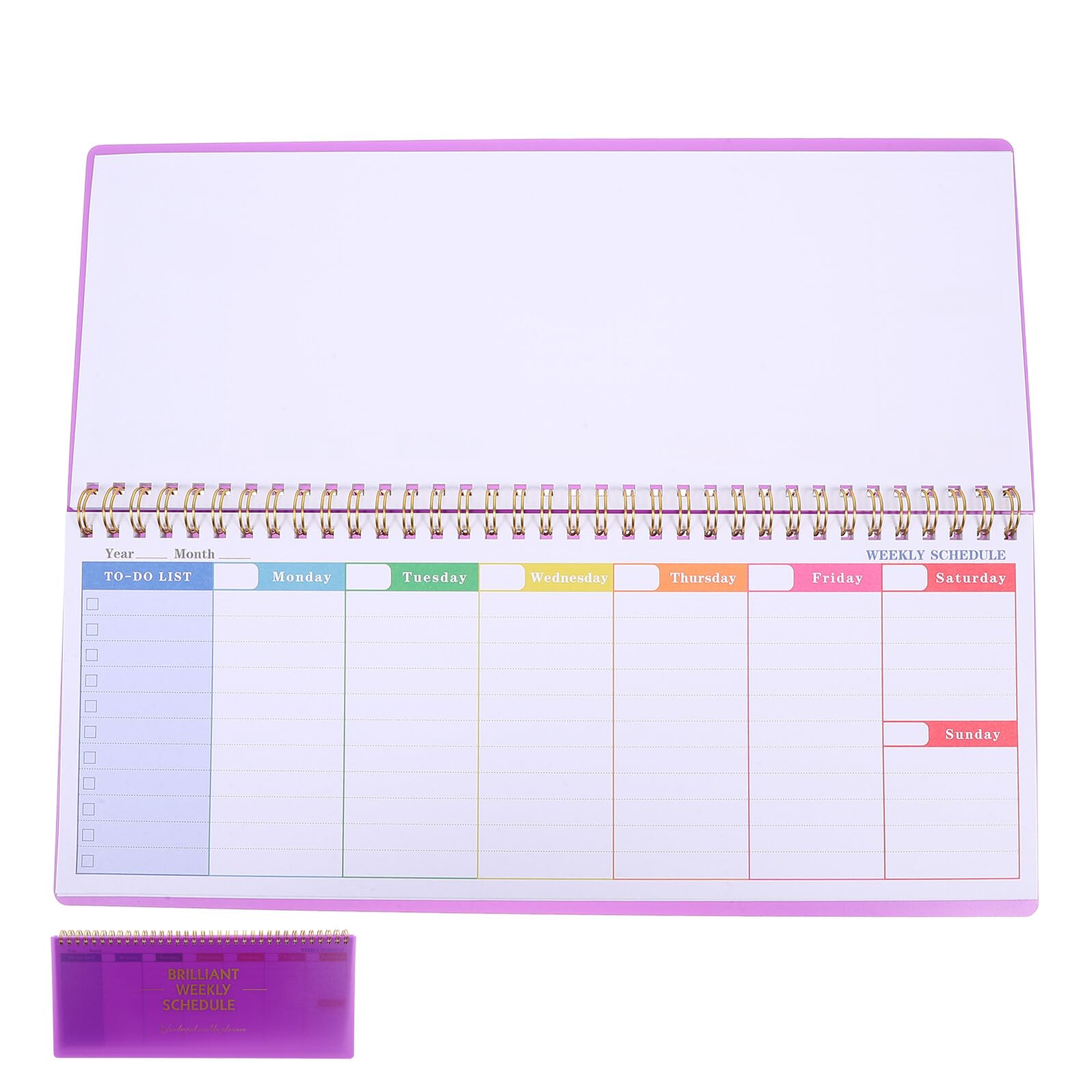 4 Piezas Planificador Semanal de Escritorio sin Fecha, Cuaderno de Notas con Pestañas Desprendibles, Diseño por Horas para Organización Diaria, Hojas Moradas para Tareas y