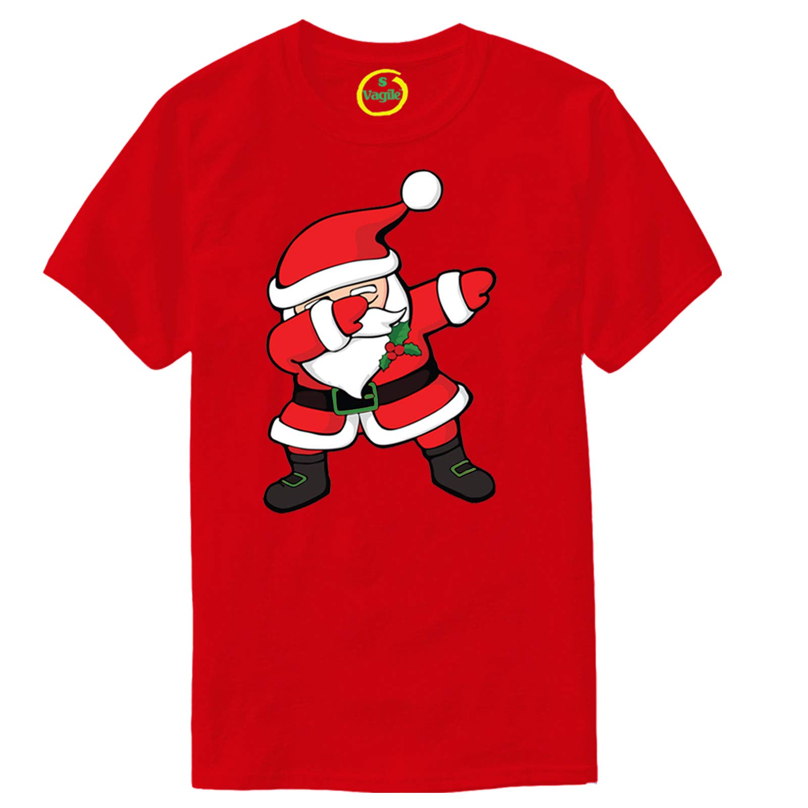 Vagile Dabbing Santa Claus Christmas Kids Boys Girls Dab Xmas Gifts T-Shirt Red
