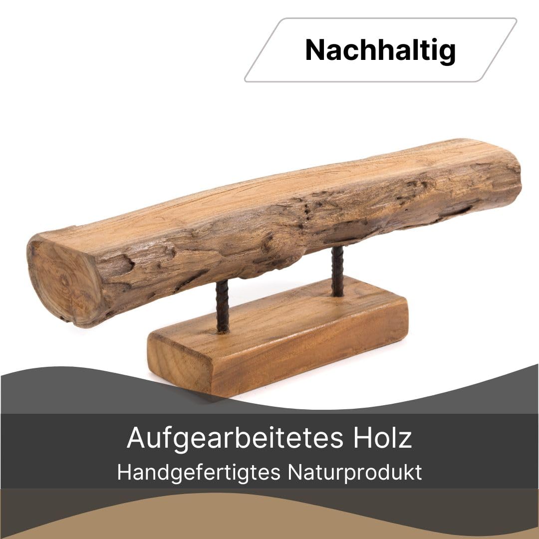 DESIGN DELIGHTS KERZENSTÄNDER Lumio | Mahagoni, 62x17x10 cm (LxHxT) | Rustikaler Kerzenhalter, Kerzenboard, Holzskulptur, Holzstamm, Dekoboard