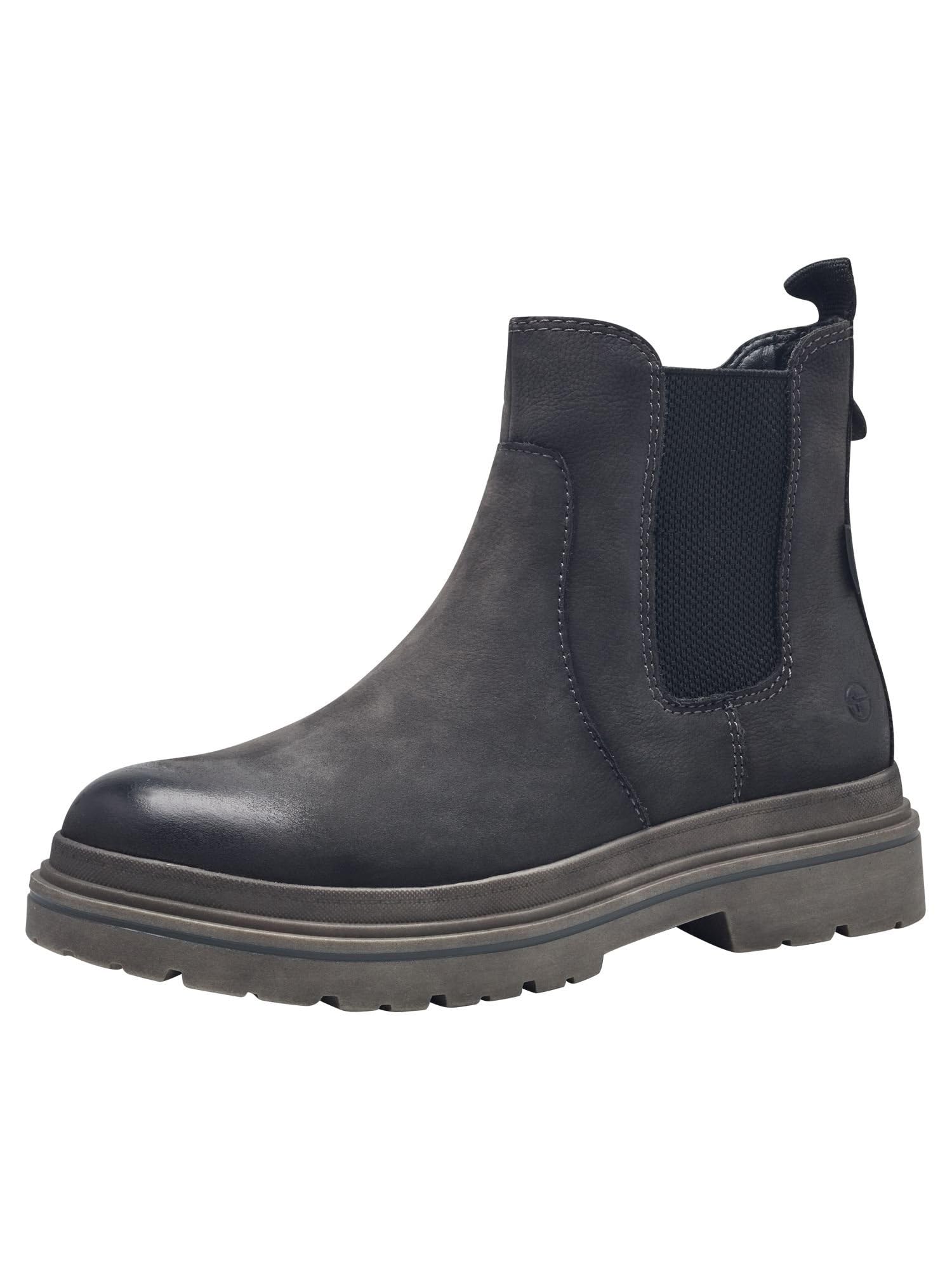 Tamaris Comfort Women’s Winter Boots Flat Leather Water-Repellent, Anthracite Nub, 7,5 UK